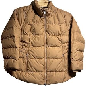 Athleta Downtown Jacket Womens 2X Beige Insulated Down Puffer MISSING HOOD